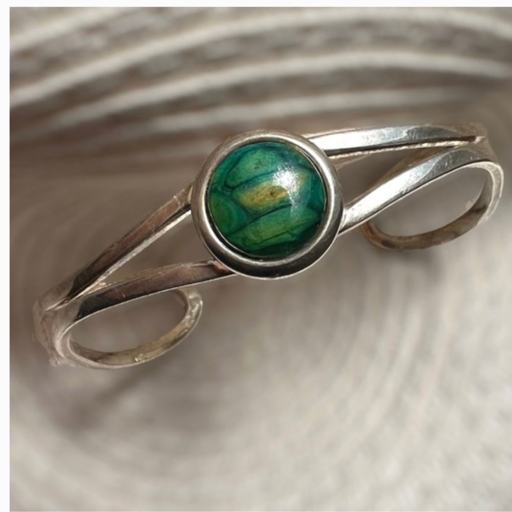 Irish Gemstone Silver Adjustable Bangle